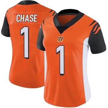 Men's Nike Ja'Marr Chase Orange Cincinnati Bengals Vapor F.U.S.E. Limited Jersey